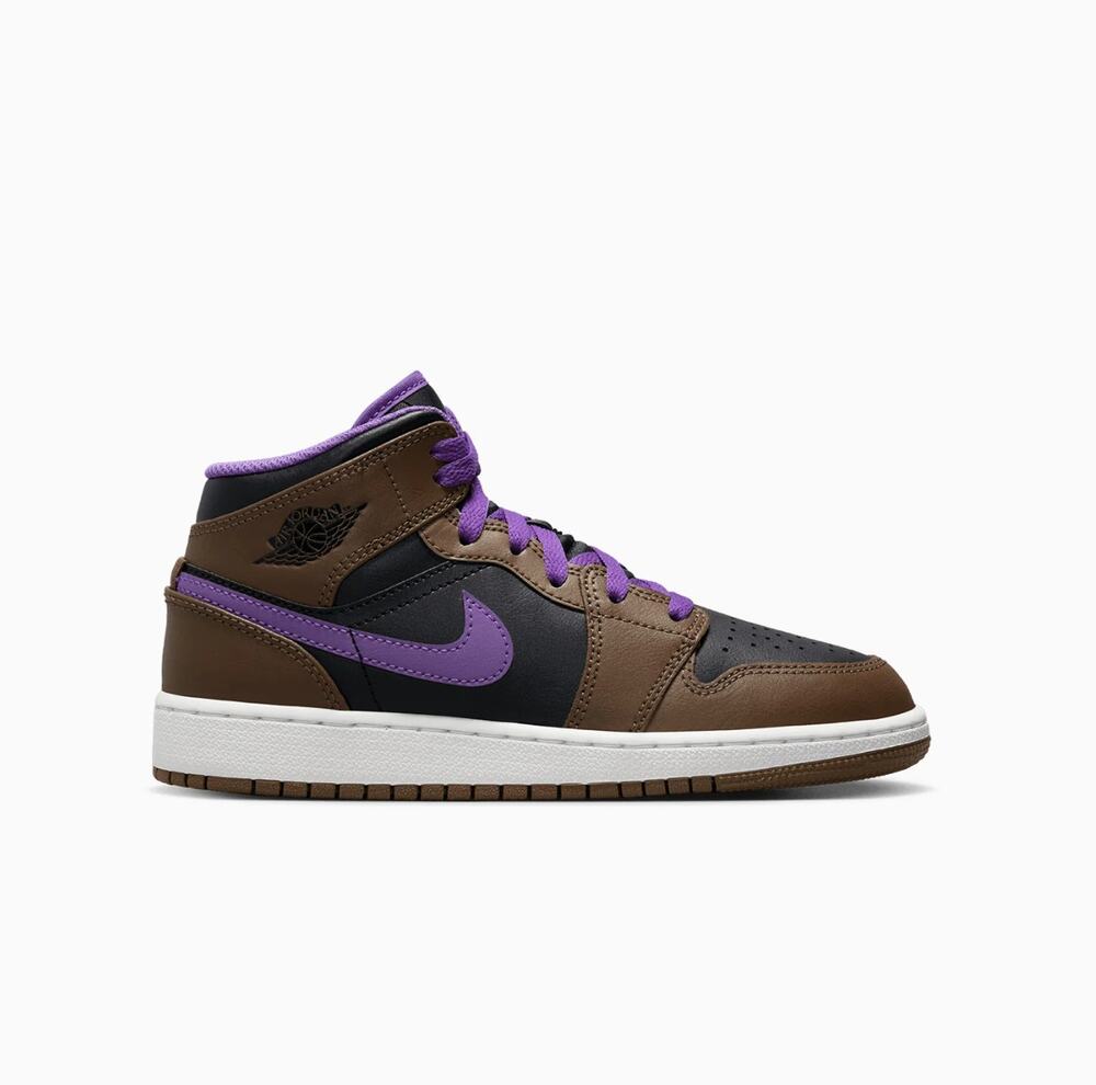 NIKE AIR JORDAN 1 Mid Purple Mocha Palomino Sz 5Y/US Women 7